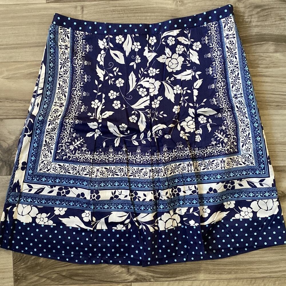 Cute LOFT 8P‎ Blue Bandana Print All Cotton Full Skirt FLAWLESS